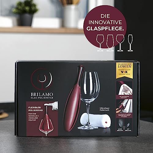 Brilamo Weinglaspolierer und Weinglas Poliertuch | Für fussel-, schlieren- und streifenfreie Reinigung von Weingläsern, Biertulpen etc. | Spülmaschinengeeignet - 8