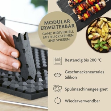 KitchBo Starter Set - die erste Silikon Backmatte mit Klicksystem | Wiederverwendbare Backunterlage mit modularem Stecksystem | Multifunktionaler Einsatzbereich, rundum knusprig aus dem Backofen - 3