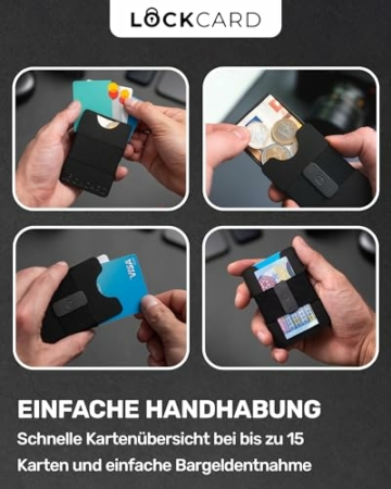 Lockcard Slim Wallet Classic | Flexibles Kartenetui für 15 Karten inkl. Bargeldfach | Kompakt & Leicht | RFID Schutz | Geldbörse Herren | Made in Germany - 3