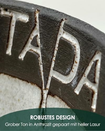 TADA Schale und Stäbchen - Set aus 1x Japanische Ramen Schüssel & 1x Echtholz Essstäbchen - Handgefertigte Keramik Schale - Japan Geschirrset - 4
