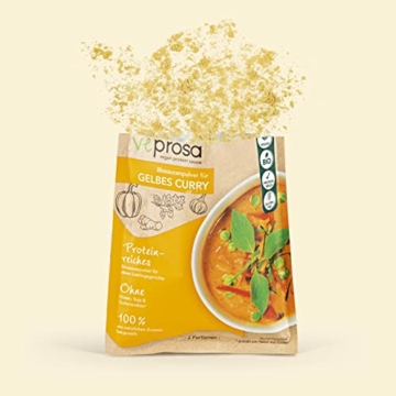 VEPROSA Bio-Saucenpulver gelbes Curry 4x50g | Vegane Protein Saucen mit über 30% Protein, perfekte Ergänzung zu vielen herzhaften Gerichten | 100% natürliche Zutaten, glutenfrei - 4